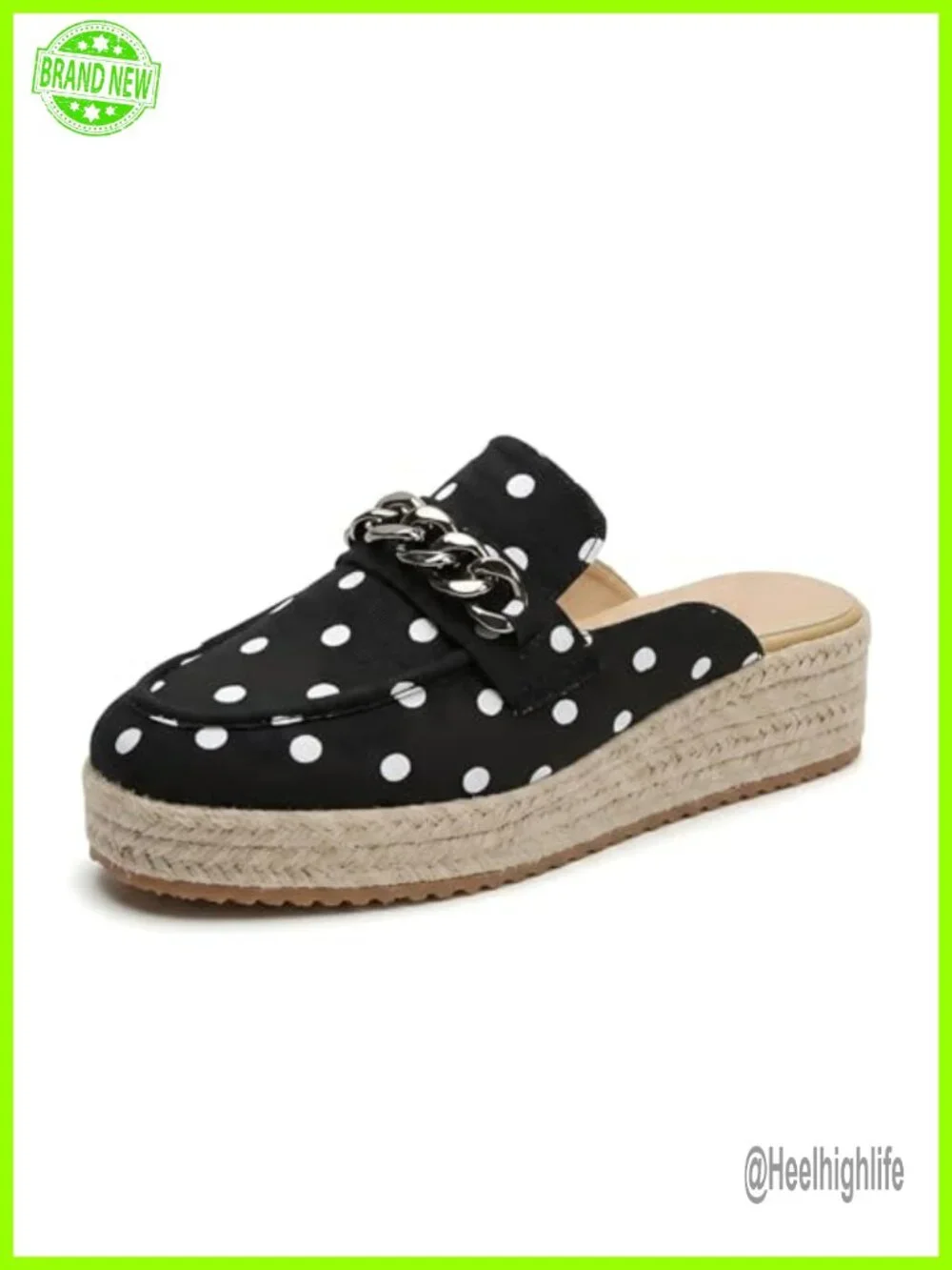 Women Espadrille Mules Polka Dot Bow Closed Toe Platform Slides